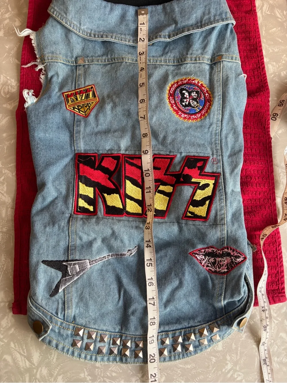 Fabdog KISS Distressed Denim Vest with Snap Front 22”